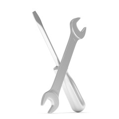 3D Illustration Wrench and screwdriver, service concept