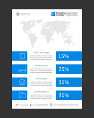 Multipurpose universal flyer (leaflet) layout vector design. A4 size page with sample text, icons. Modern flyer design. Editable multipurpose flyer template, ready to print.
