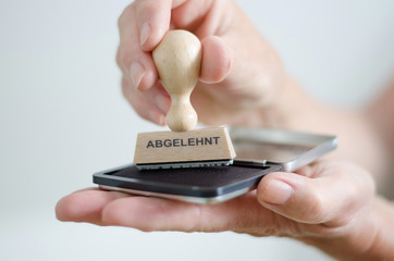 Stempel auf  Stempelkissen, abgelehnt