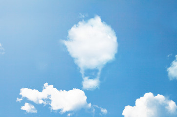 Clouds shape like hot air balloon.