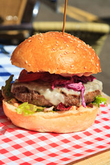 Hamberger at the traditional resturant in Scotland, UK