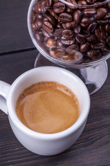 Espresso and coffee beans