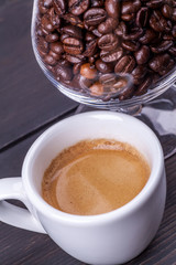 Espresso and coffee beans