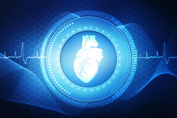 Digital illustration of heart in colour background