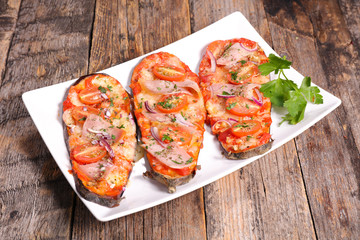 roasted eggplant with tomato and cheese