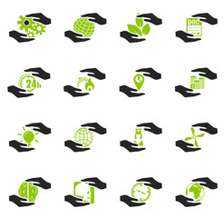 Insurance hands icons