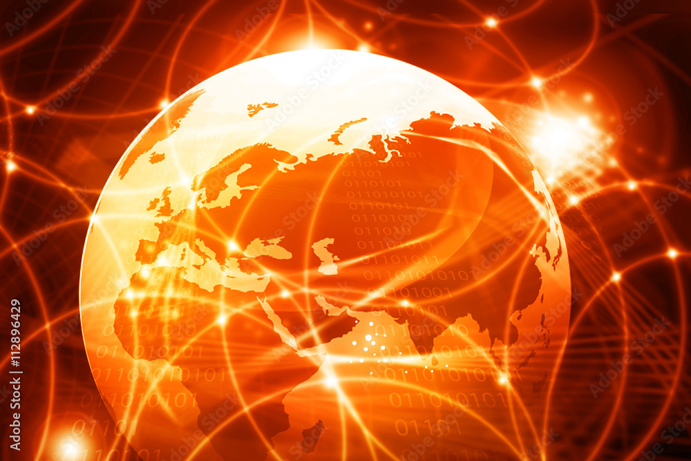 Poster business networing. global communication technology background. 3d render