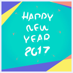 Vector, Happy New year 2017 pencil brush with material design fr
