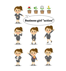 Set of businesswoman with different action