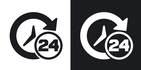 Open hours icon, vector. Two-tone version on black and white background