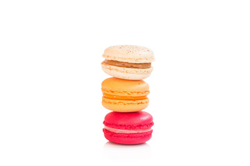Close up of macaroons or macaron. A french sweet delicacy