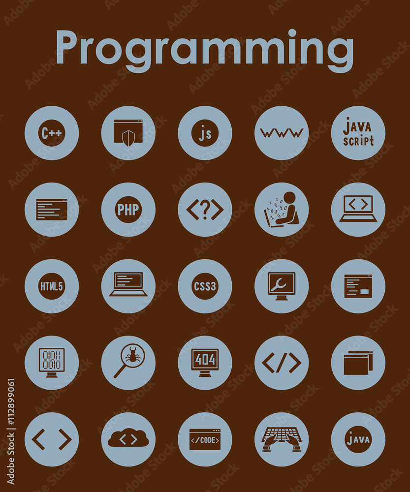 Poster set of programming simple icons