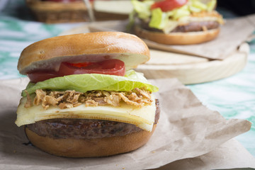 Burgers with ingridients