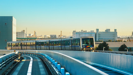 Cityscape from Yurikamome monorail in Odaiba, Tokyo