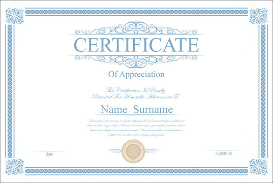 Retro vintage certificate or diploma template 