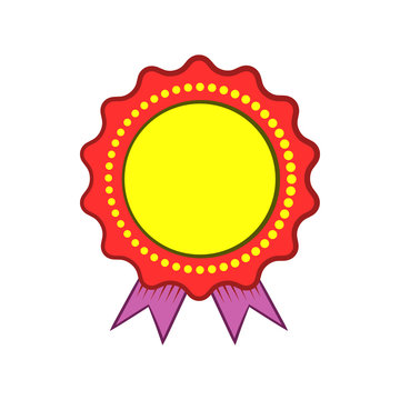 Award rosette with violet ribbon icon