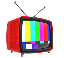 Illustration of old style red TV isolated on white