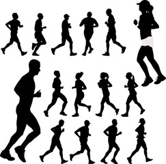 people running collection - vector