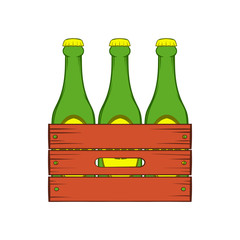 Beer wooden box icon, cartoon style