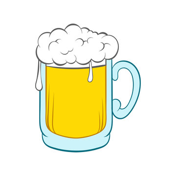 Beer mug icon in cartoon style