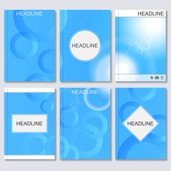 Modern vector templates for brochure, flyer, cover magazine or report in A4 size.Abstract curved lines on blue background
