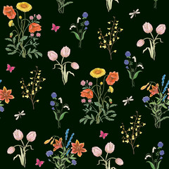 Wildflowers, poppy, chamomile, background