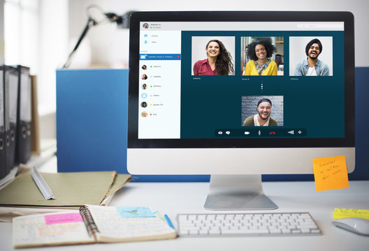 Group Friends Video Chat Connection Concept