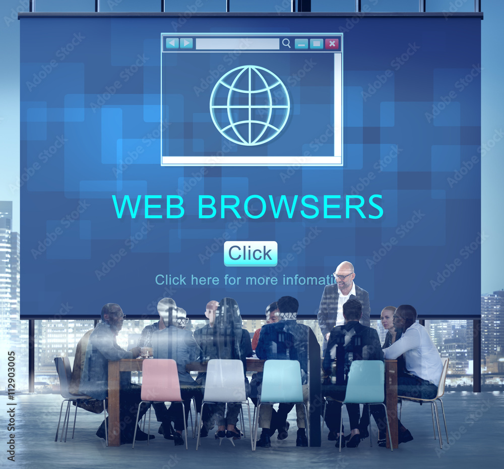 Poster web browsers global page site interface concept
