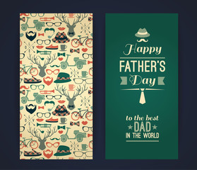 Happy Father's Day Card In Retro Style.