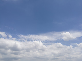 Partly white cloud on blue sky.