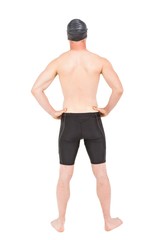 Fototapeta premium Rear view of swimwear standing