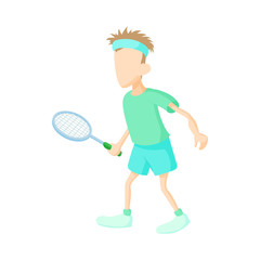 Naklejka na ściany i meble Man playing tennis icon, cartoon style