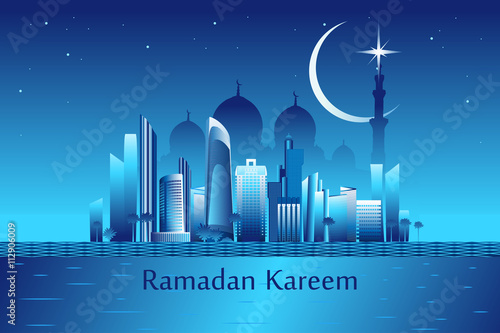 "Ramadan kareem message on the Abu-Dhabi city landmarks 