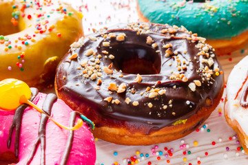 Fresh Chocolate donut close-up