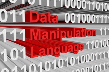 Data Manipulation Language in the form of binary code, 3D illustration