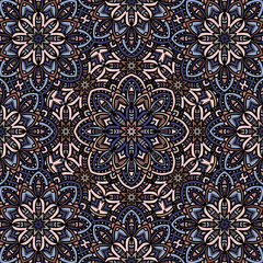 blue and pink floral seamless background