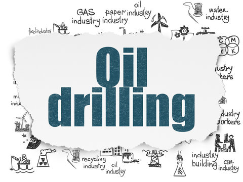 Industry concept: Oil Drilling on Torn Paper background