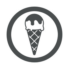 Icono plano cornete de helado en circulo color gris