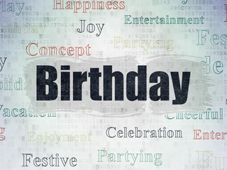 Holiday concept: Birthday on Digital Data Paper background