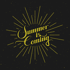 Summer retro label with light rays