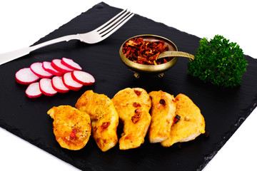 Grilled Chicken Fillet with Radish and Parsley