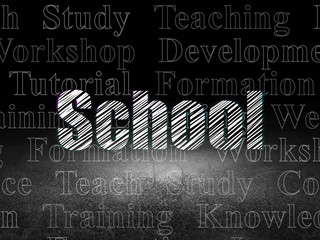 Fototapeta premium Learning concept: School in grunge dark room
