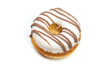 various donuts on white background