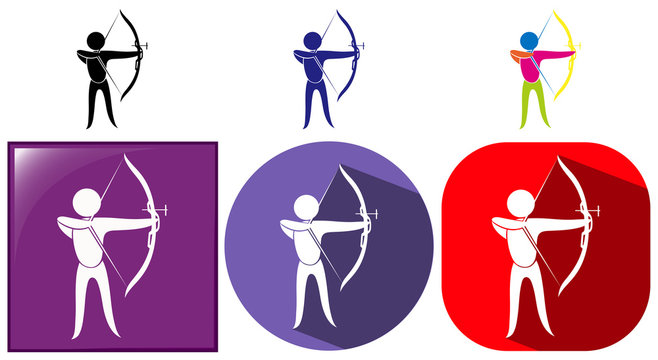 Sport icon for archery in three designs