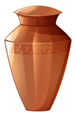 Clay vase on white background