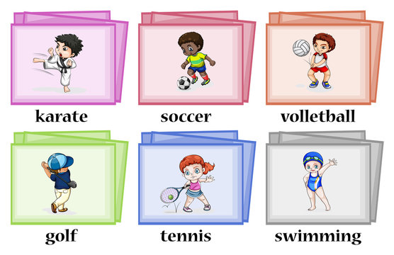 Wordcards about different sports