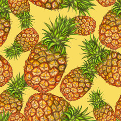 Pineapple pattern on yellow background