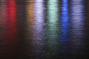 Multi-colour reflection of building light of Hong Kong downtown