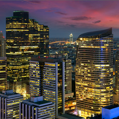 Twilight view of Bangkok.