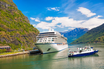 Cruise ship in the marina of famous Flam, Norway © Tomas Marek